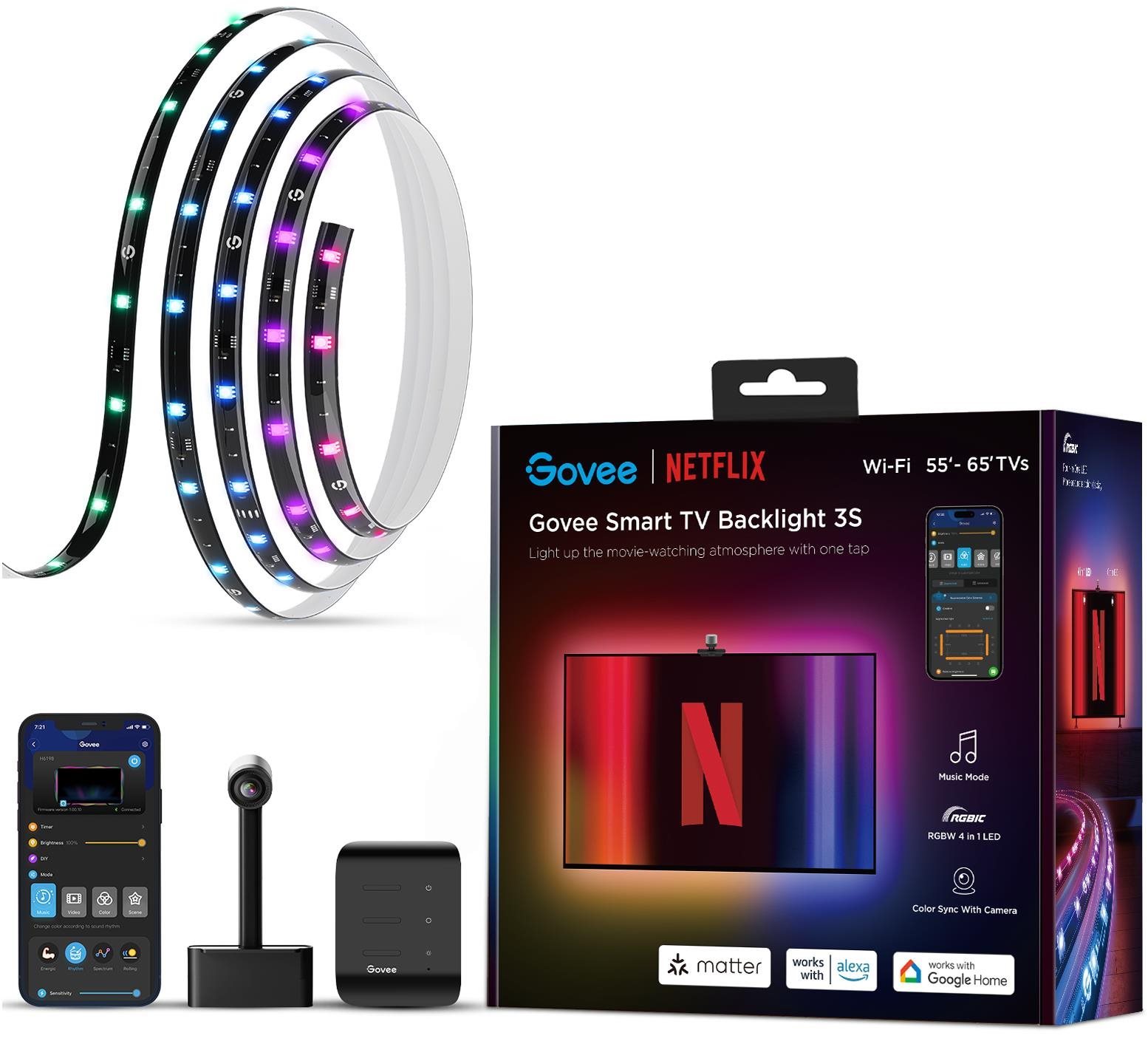 Govee Backlight 3S Netflix TV 55-65 SMART LED RGBICW...