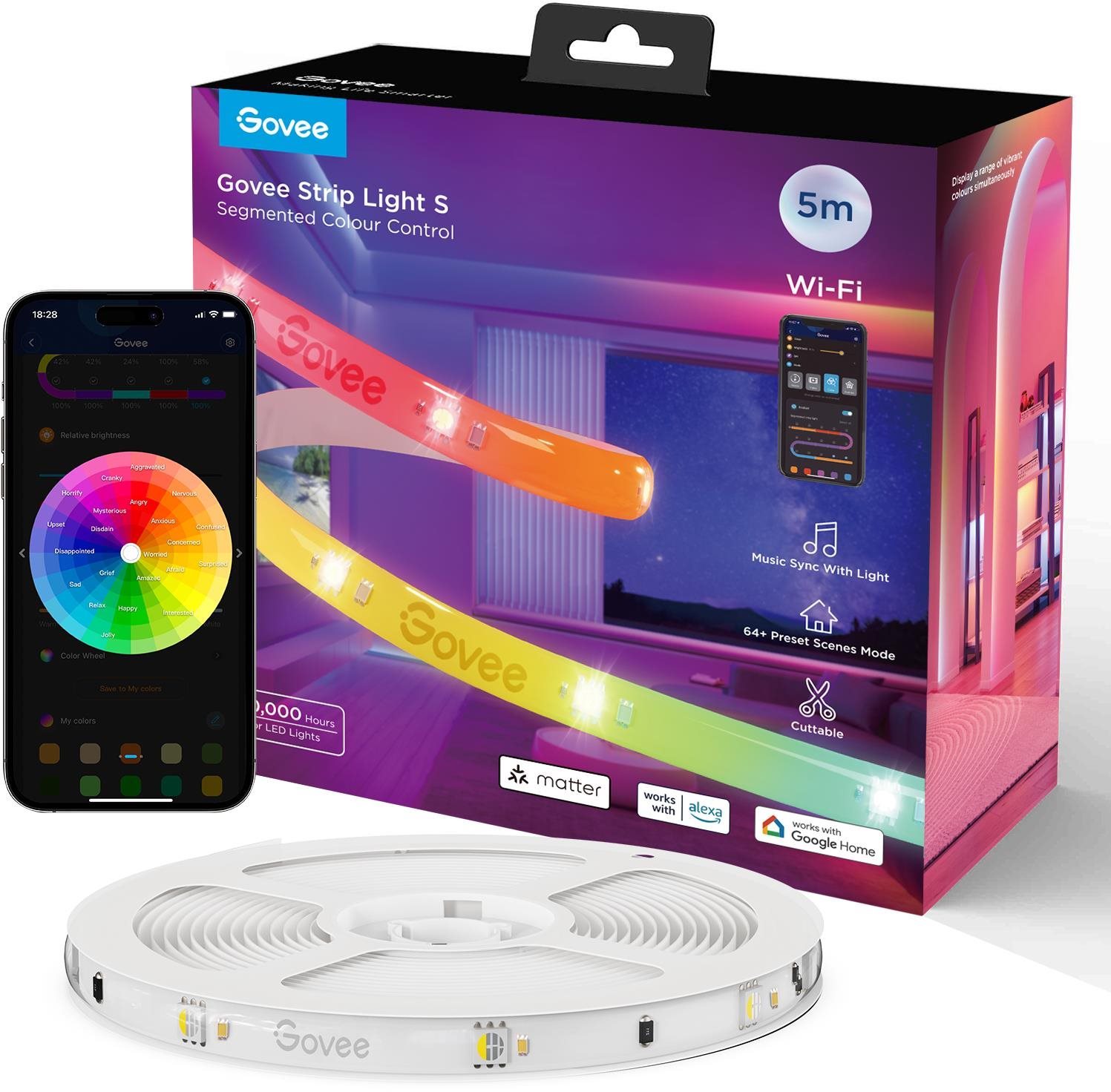 Govee WiFi RGBICW Smart PRO, 5 m, MATTER, extra odolný LED pásik