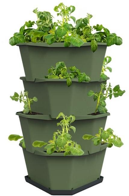 Gusta Garden PAUL POTATO 4 rétegű önitató virágcserép, sötétzöld...