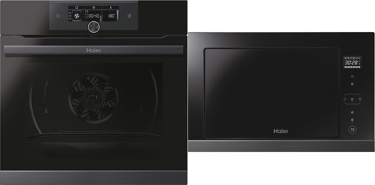 HAIER HWO60SM5F8BH + HAIER HOR38GF5T Set vstavaná rúra a mikrovlnka