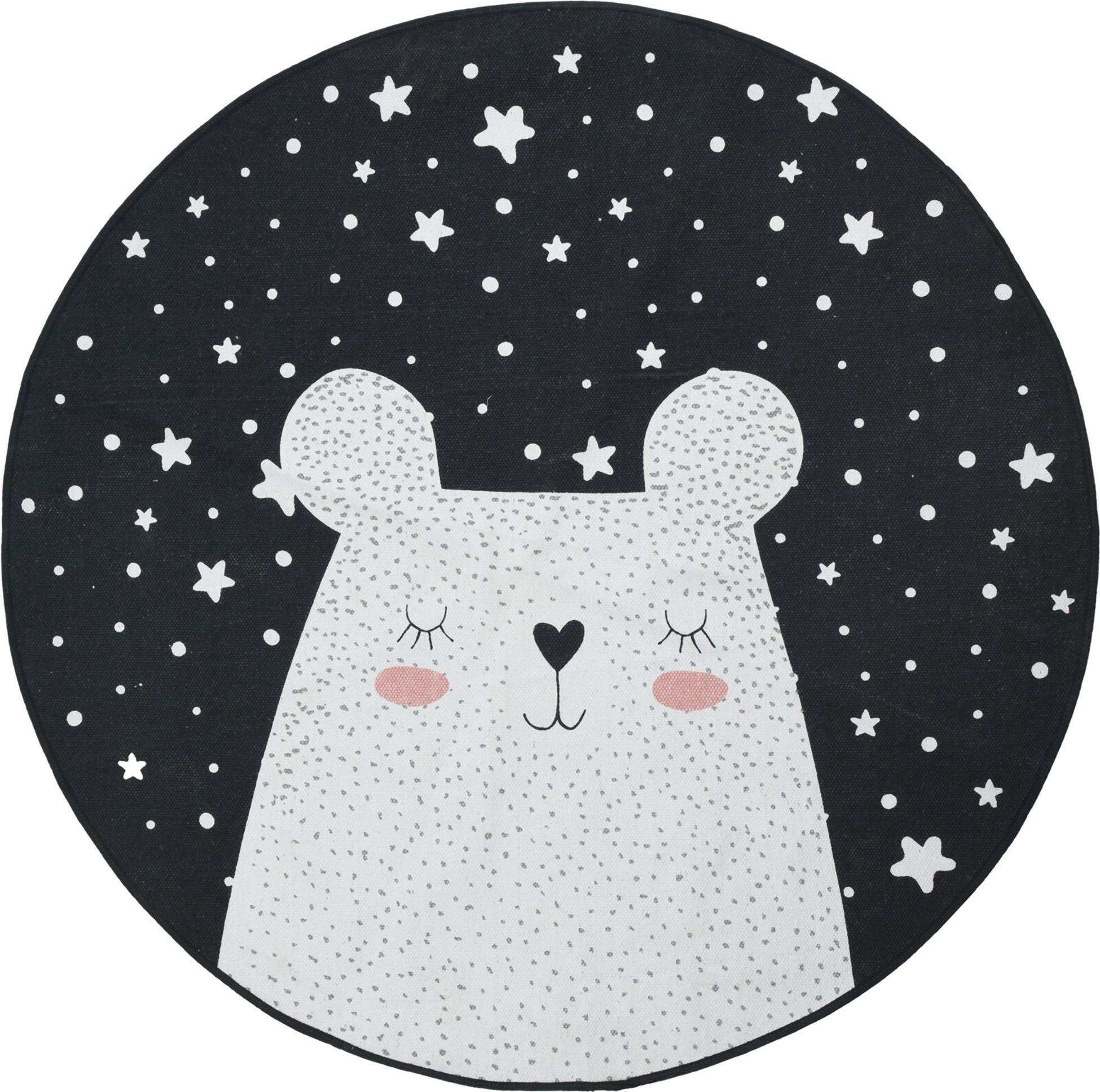 H&L Detský koberček Bear 120 cm čierny Koberec