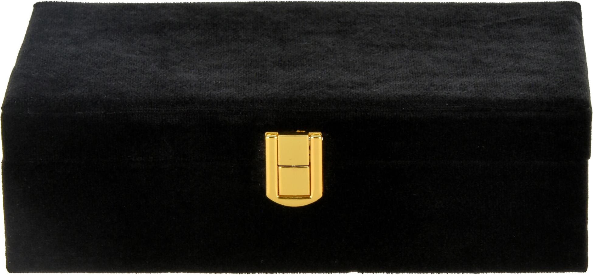H & L Šperkovnica Velvet so zlatou klipsou, čierna Šperkovnica