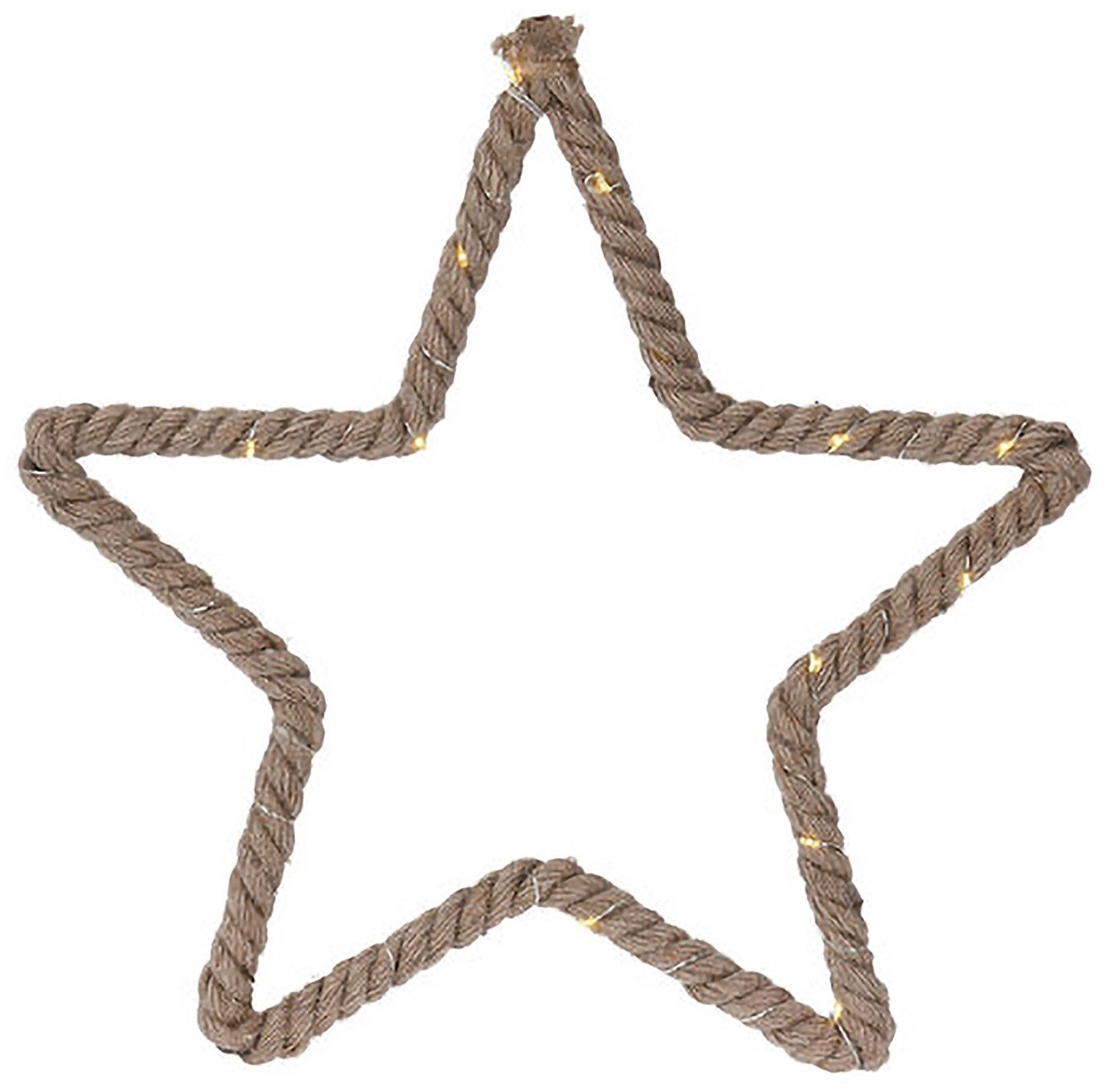 H&L Závesná dekorácia JUTE LED, 25 cm, hviezda Vianočné osvetlenie