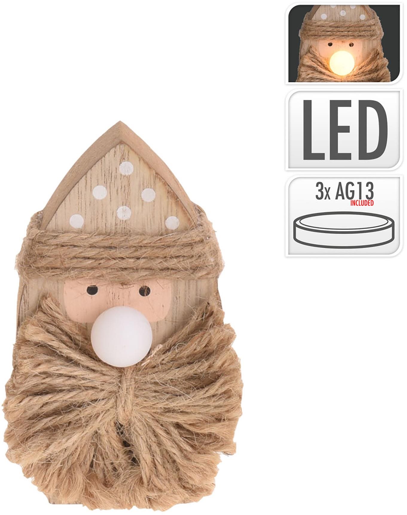 H&L Vianočná postava s LED, drevo, škriatok prírodný Vianočné...