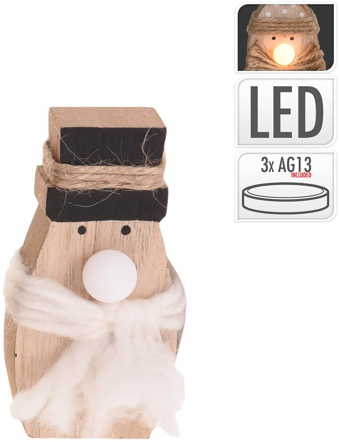 H&L Vianočná postava s LED, drevo, snehuliak biely Vianočné...
