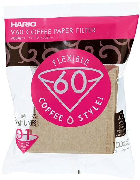 Hario Papierfilter V60-01, nicht gebleicht, 100 St Kaffeefilter
