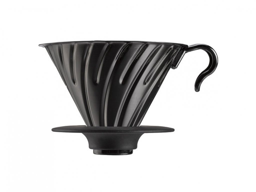 Hario Dripper V60-02, kov/silikon, černý Překapávač