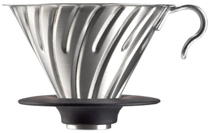 Hario Dripper V60-02, Stahl mit Silikonboden Filterkaffeemaschine