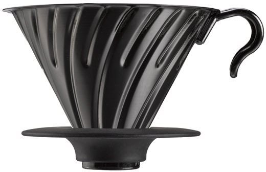 Hario Dripper V60-02, kovový, černý se silikonovou základnou...