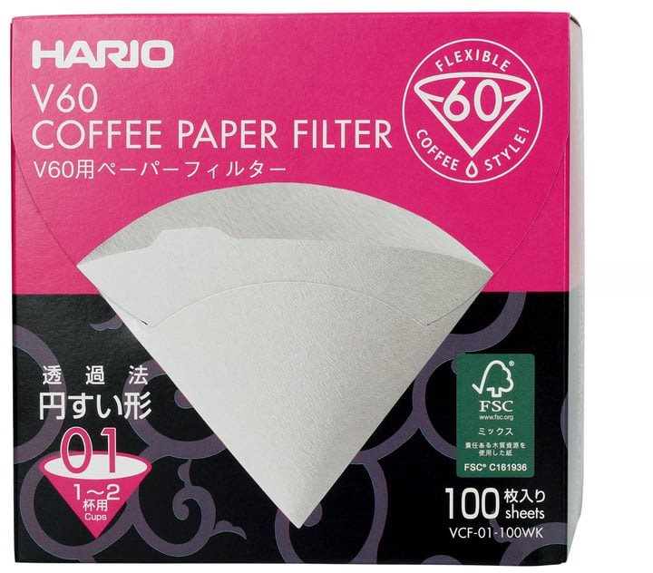 Hario papírové filtry V60-01 (VCF-01-100W), bílé, 100ks, BOX Filtr...