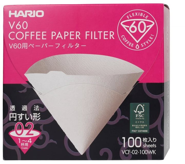 Hario papírové filtry V60-02 (VCF-02-100W), bílé, 100ks, BOX Filtr...