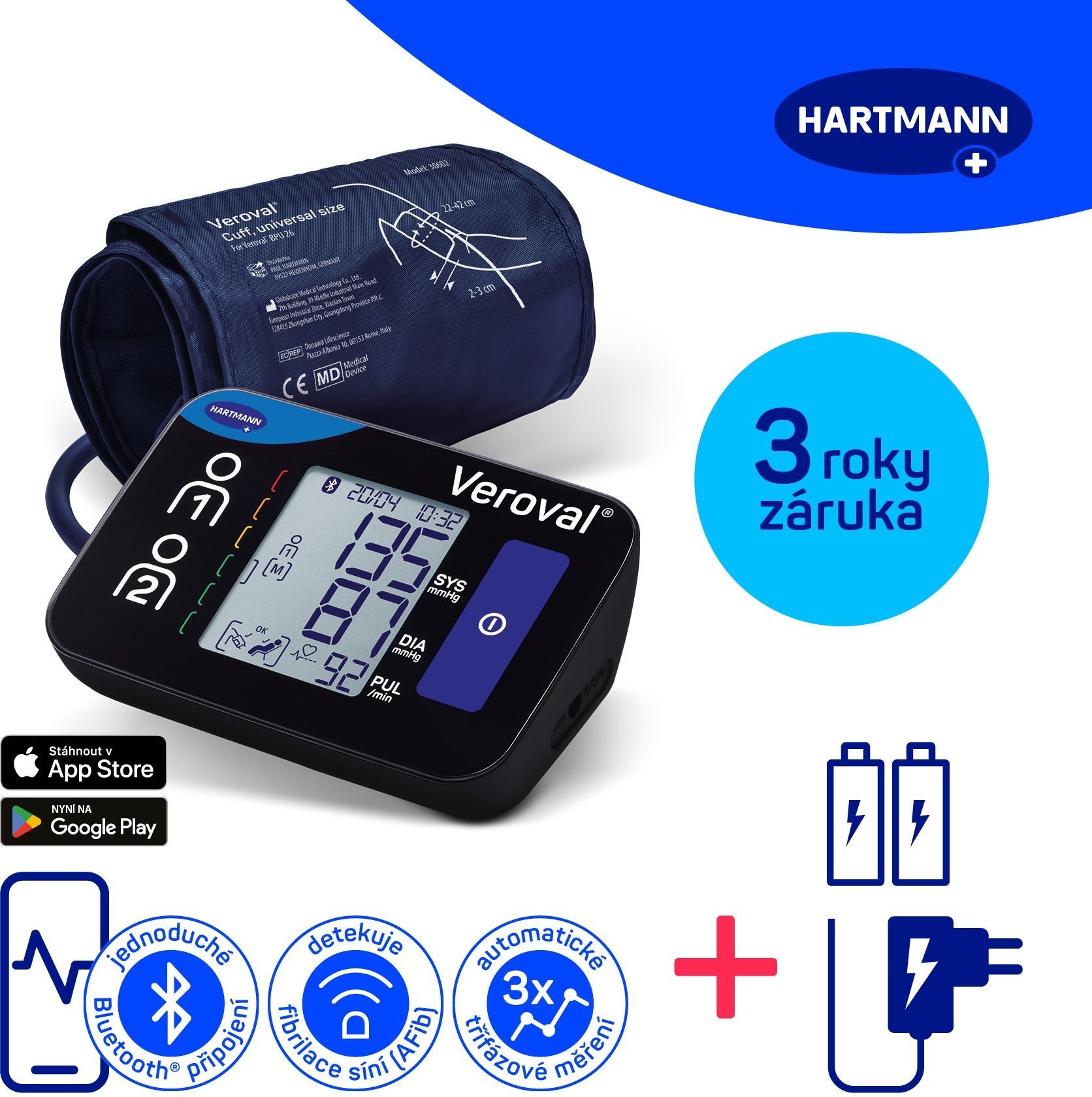HARTMANN Veroval Compact + Connect mit AFIB und Bluetooth-Anschluss...