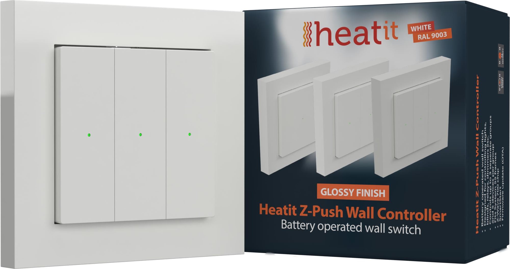 HEATIT Z-Push Wall Controller White RAL 9003 GLÄNZEND Fernbedienung