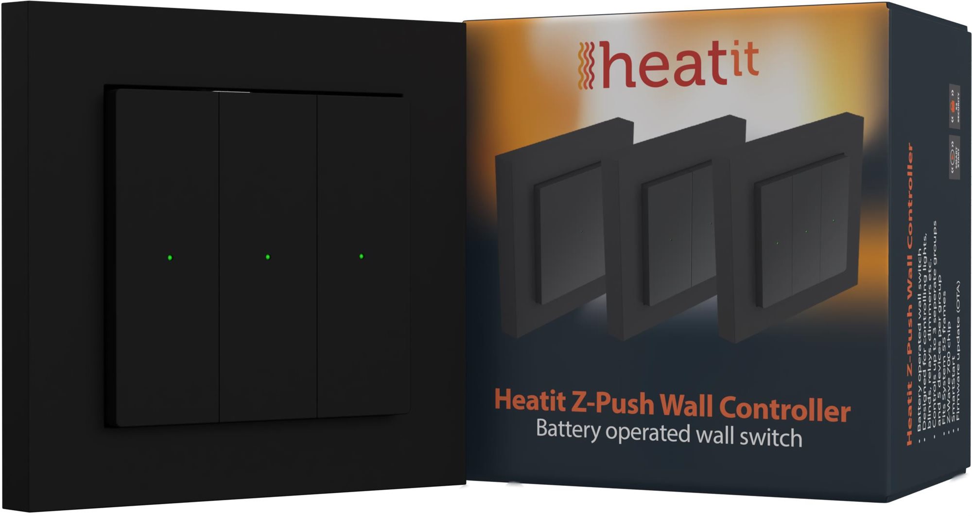 HEATIT Z-Push Wall Controller Black RAL 9011 Fernbedienung
