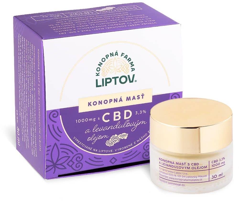 Konopná farma Liptov Masť CBD 1 000 mg, levanduľa, extra silná Masť