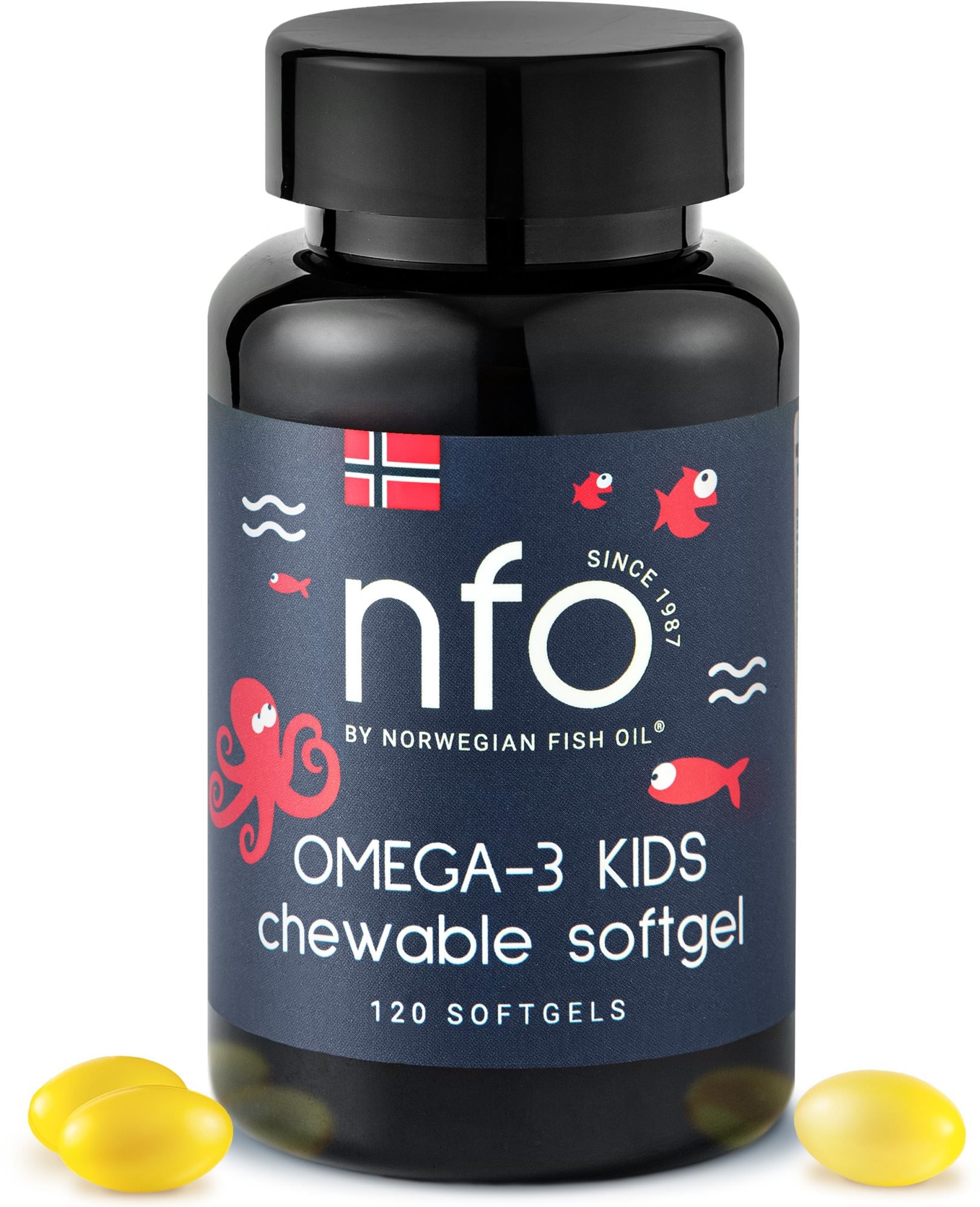 NFO Omega-3 Kids Žvýkací měkké gely Omega 3