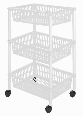 HEIDRUN Regal auf Rädern 40 × 30 × 66 cm Korb grau, 3 Etagen,...