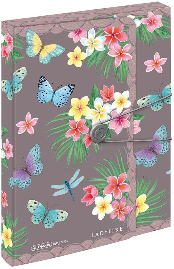 HERLITZ Box A4/4 cm, Lady Motýľ Dosky na dokumenty