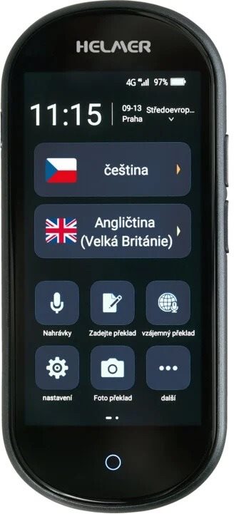 HELMER OTR 212 inteligentný hlasový prekladač čierny Diktafón