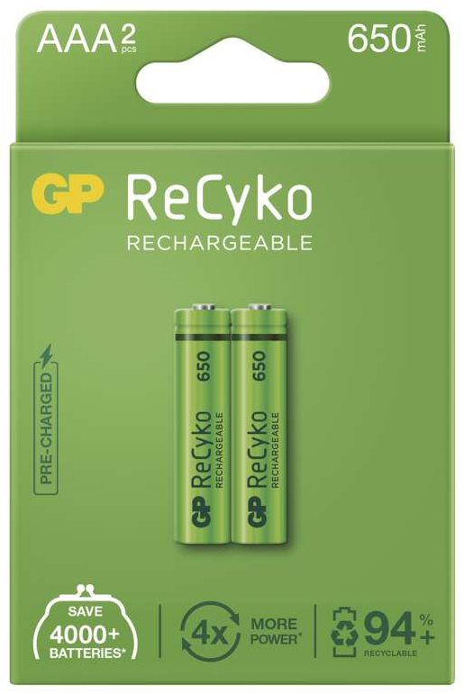 GP ReCyko 650 AAA (HR03), 2 pcs Piles rechargeables