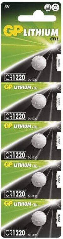GP CR1220, lítium, 5 db buborékcsomagolásban Gombelem