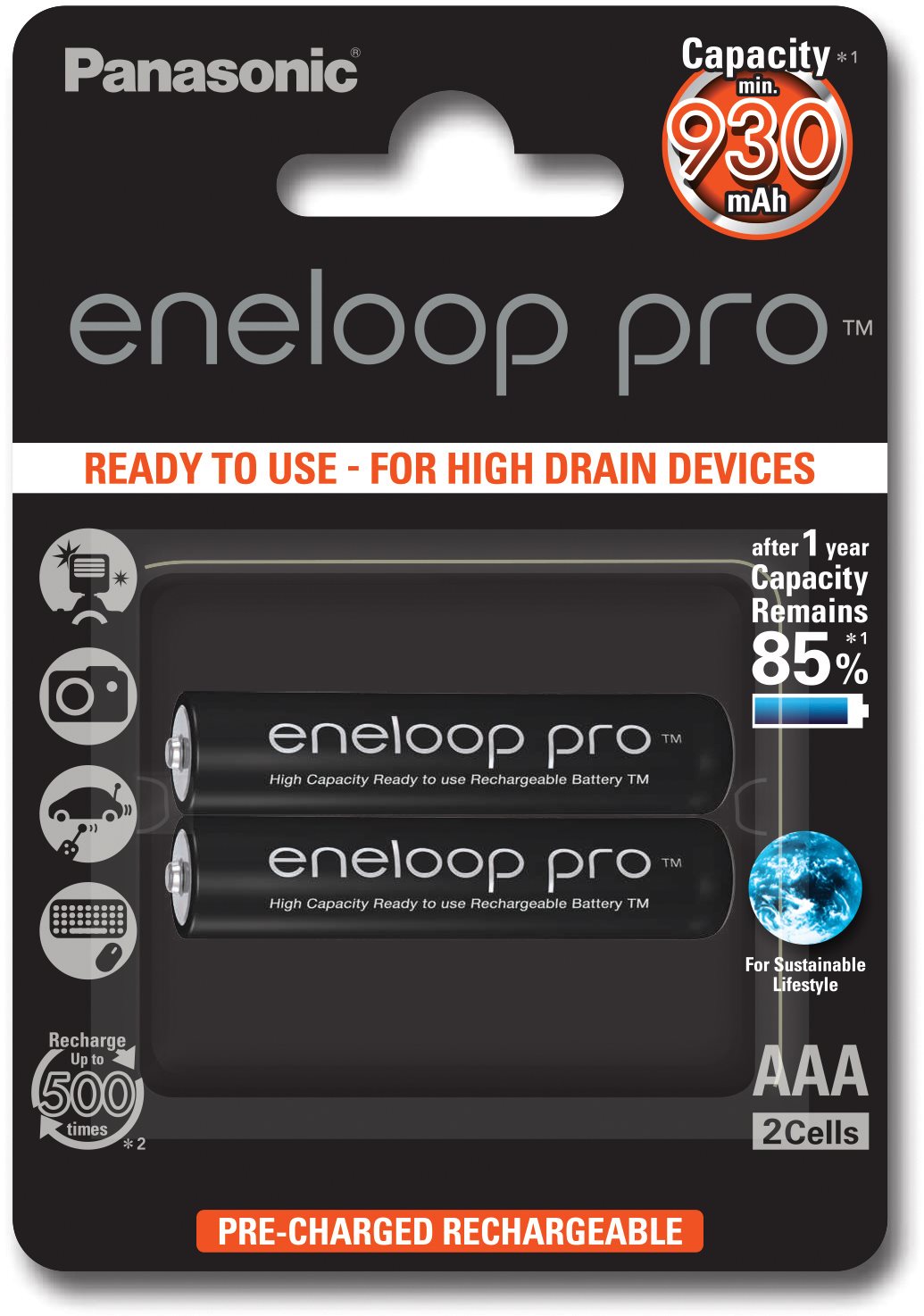 Panasonic eneloop HR03 AAA 4HCDE/2BE PRO Piles rechargeables