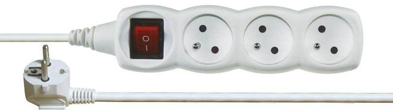 Rallonge Emos 250V, 3x prise, 1.2m blanc Rallonge électrique