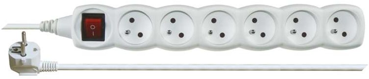 EMOS Câble de rallonge avec interrupteur - 6 prises, 5m, blanc...