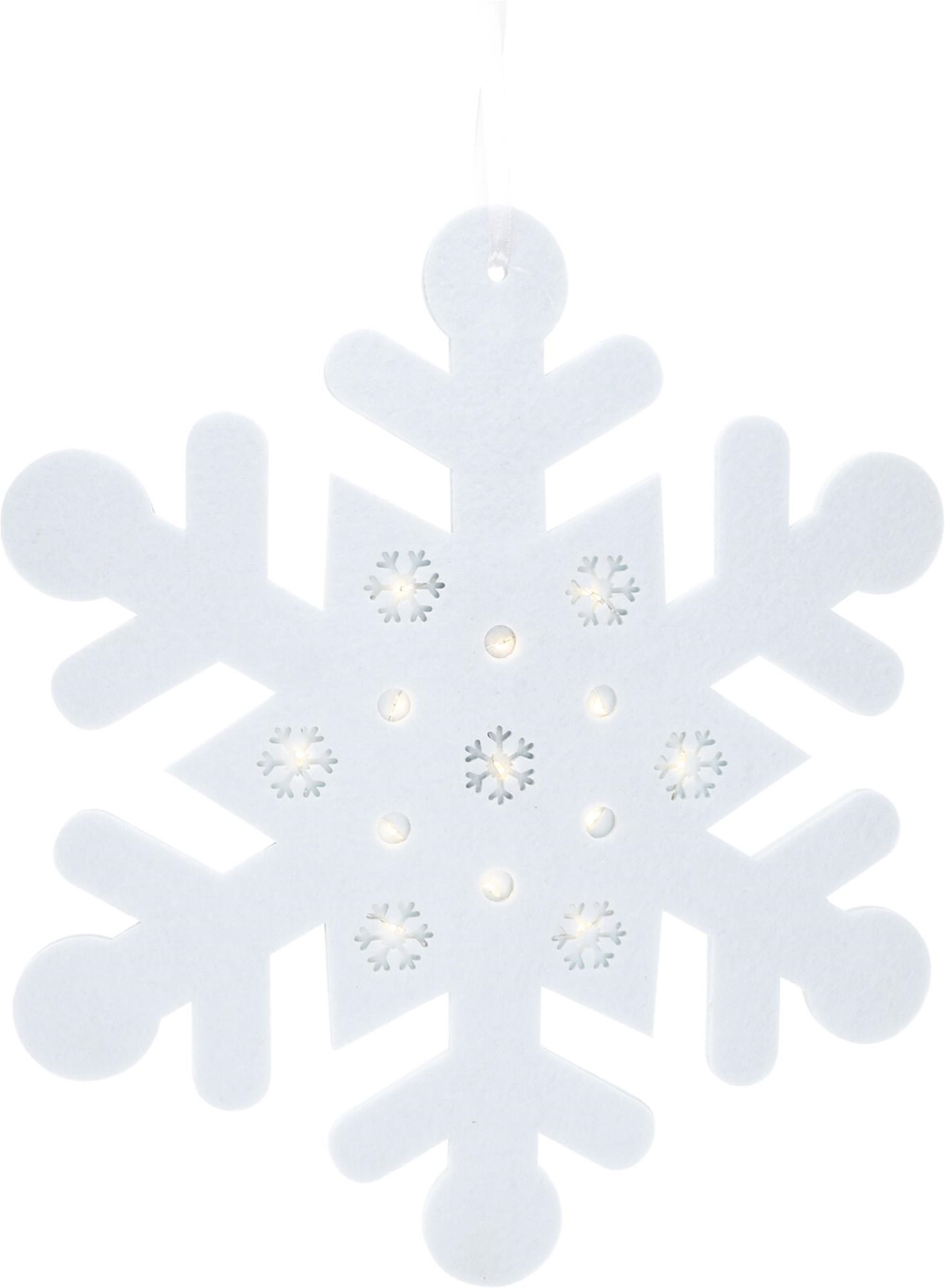 H & L Snehová vločka LED Hangdeco, 35 cm, filc, biela Vianočné...