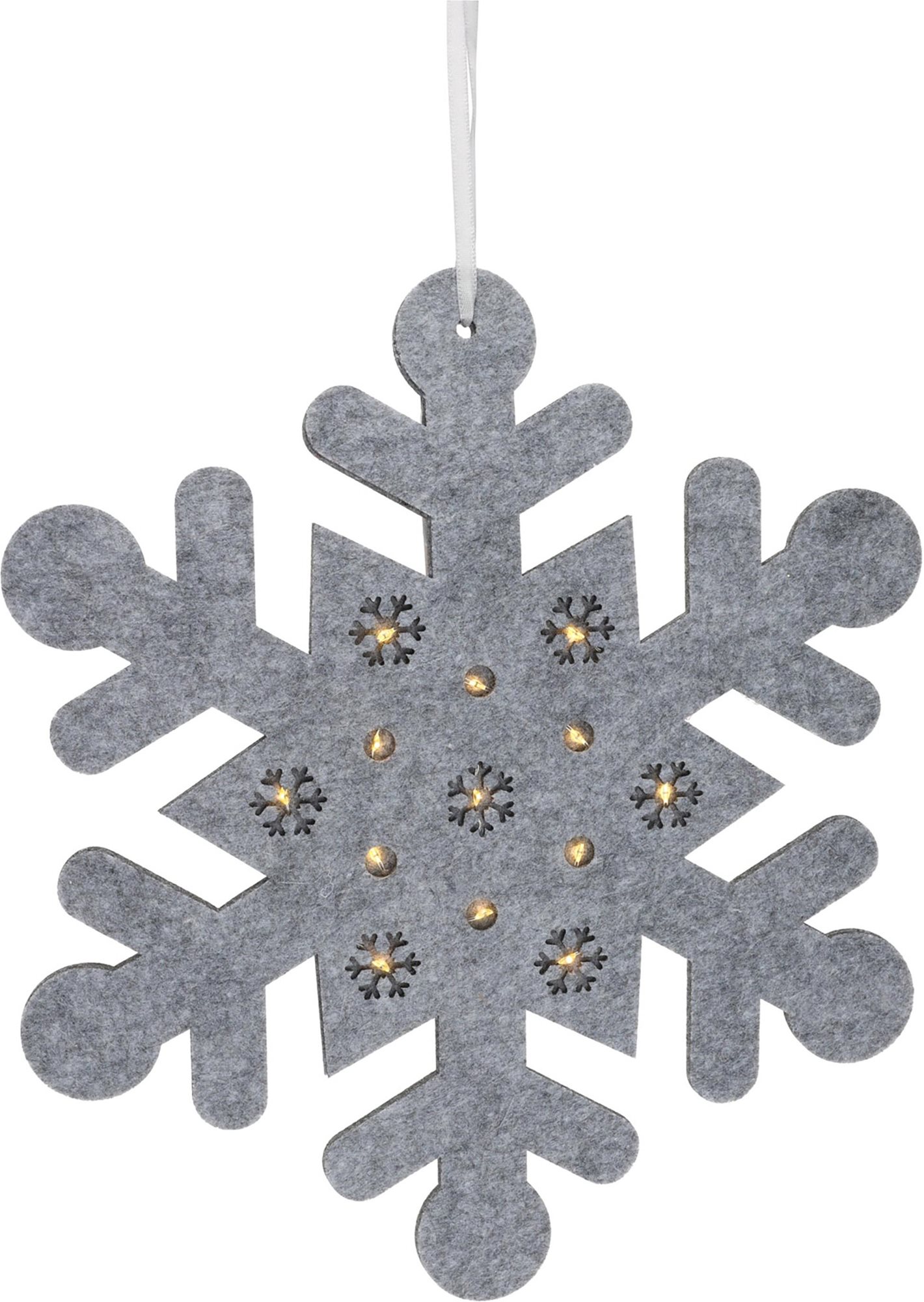 H & L Snehová vločka LED Hangdeco, 35 cm, filc, strieborná Vianočné...