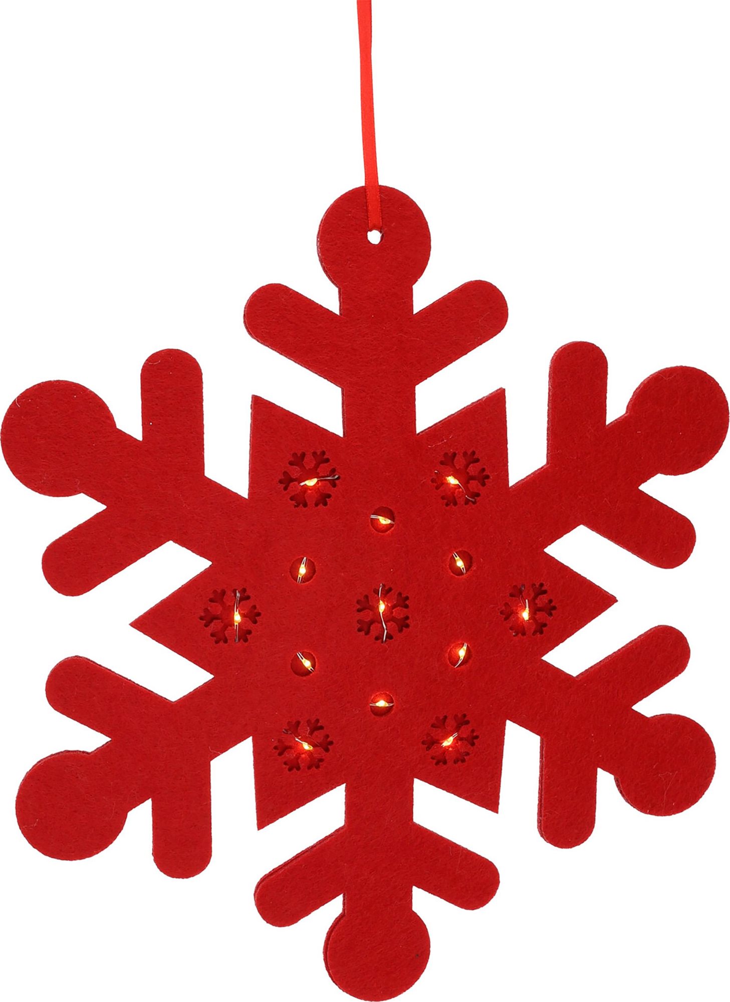 H&L Sněhová vločka LED Hangdeco, 35 cm, filc, červená Vánoční...
