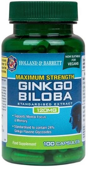 Holland & Barrett Ginkgo Biloba Maximální síla, 120 mg 100 kapslí...
