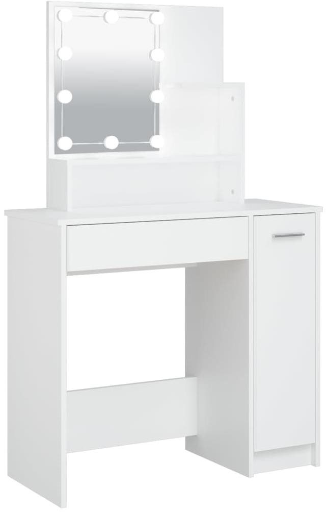 Shumee Toaletný stolík s LED biely 86,5 × 35 × 136 cm Toaletný stolík