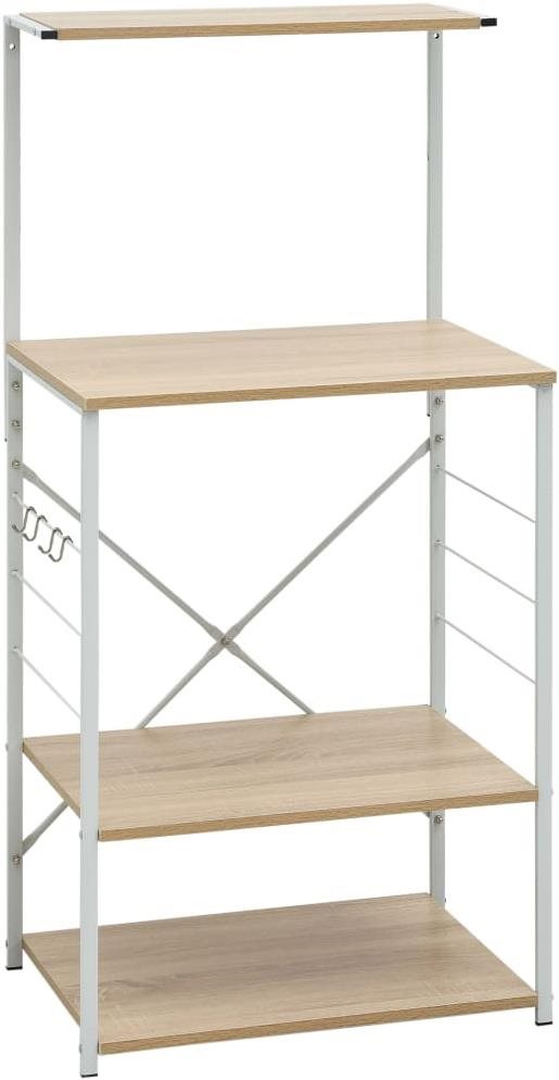 SHUMEE Skrinka na mikrovlnku, biela a dub, 60 × 39,6 × 123 cm,...