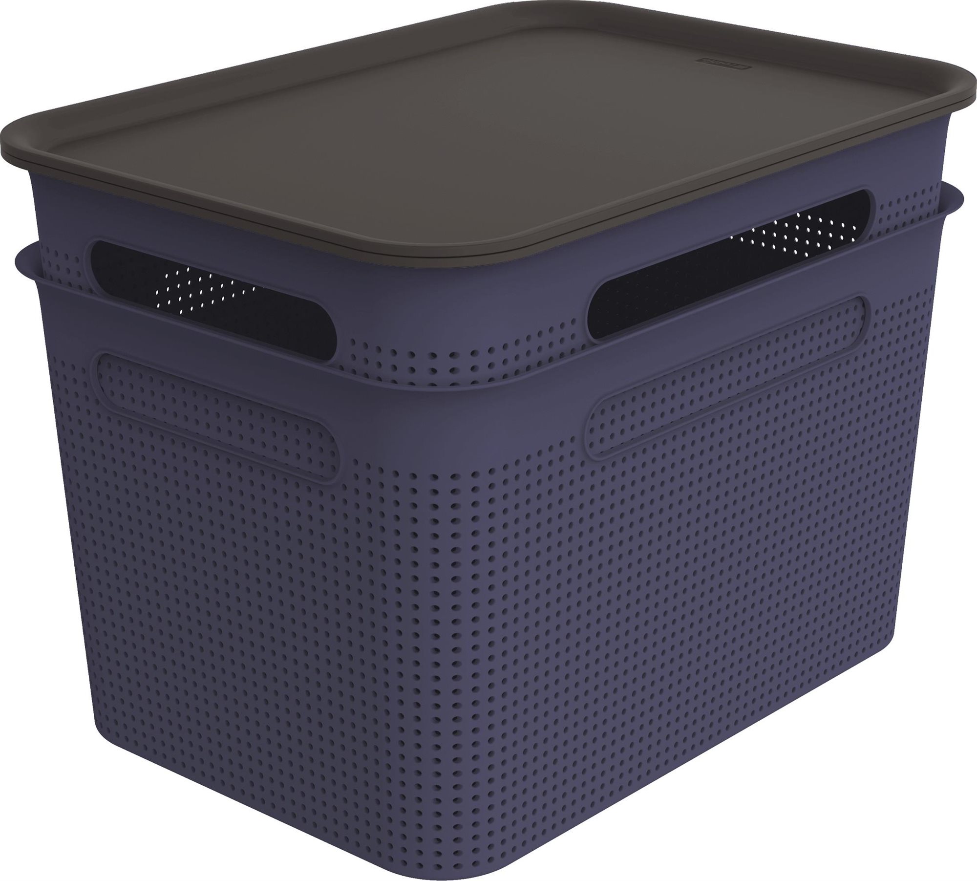 ROTHO Brisen set 2 x box + veko, 16 l modrý Úložný box