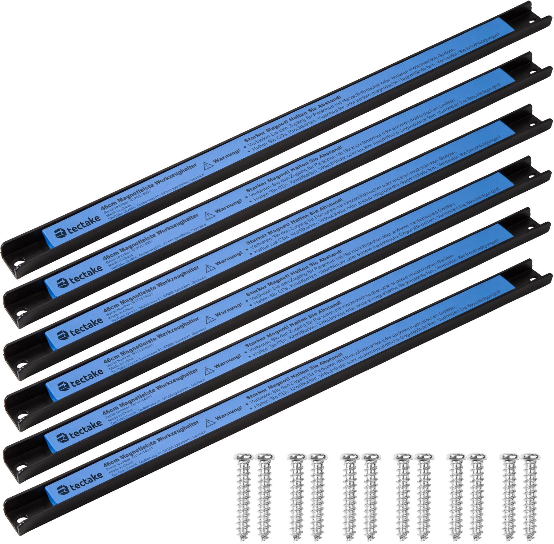 Tectake magnetické lišty na náradie 46 cm – 6 kusov Magnetická...