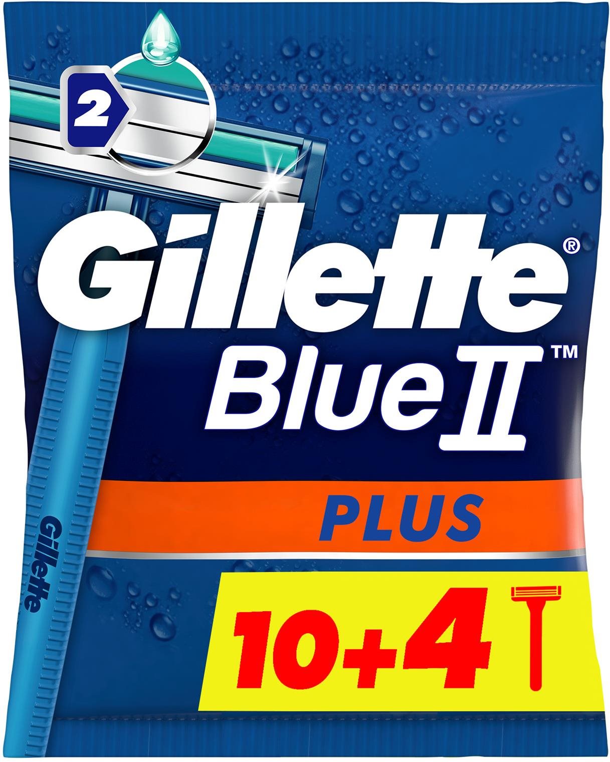 GILLETTE Blue II Plus 10 + 4 ks Jednorazové holiace strojčeky