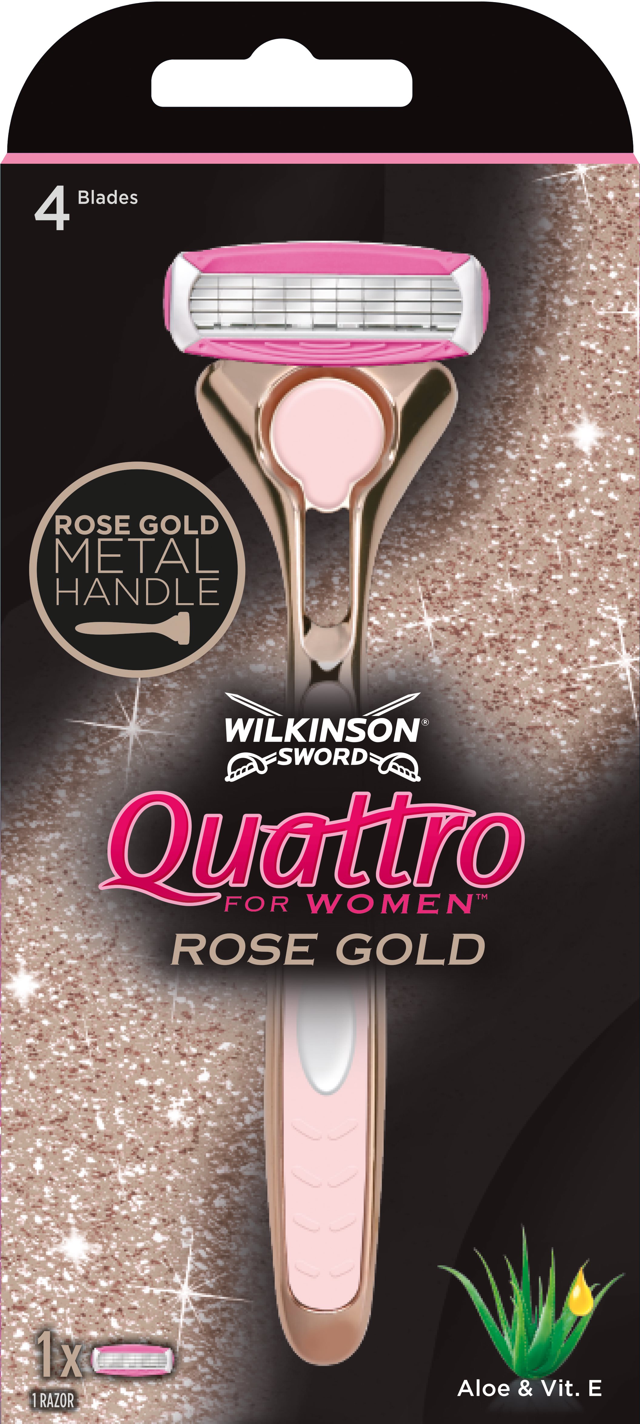 WILKINSON Quattro for Women Rose Gold + 1 db fej Női borotva