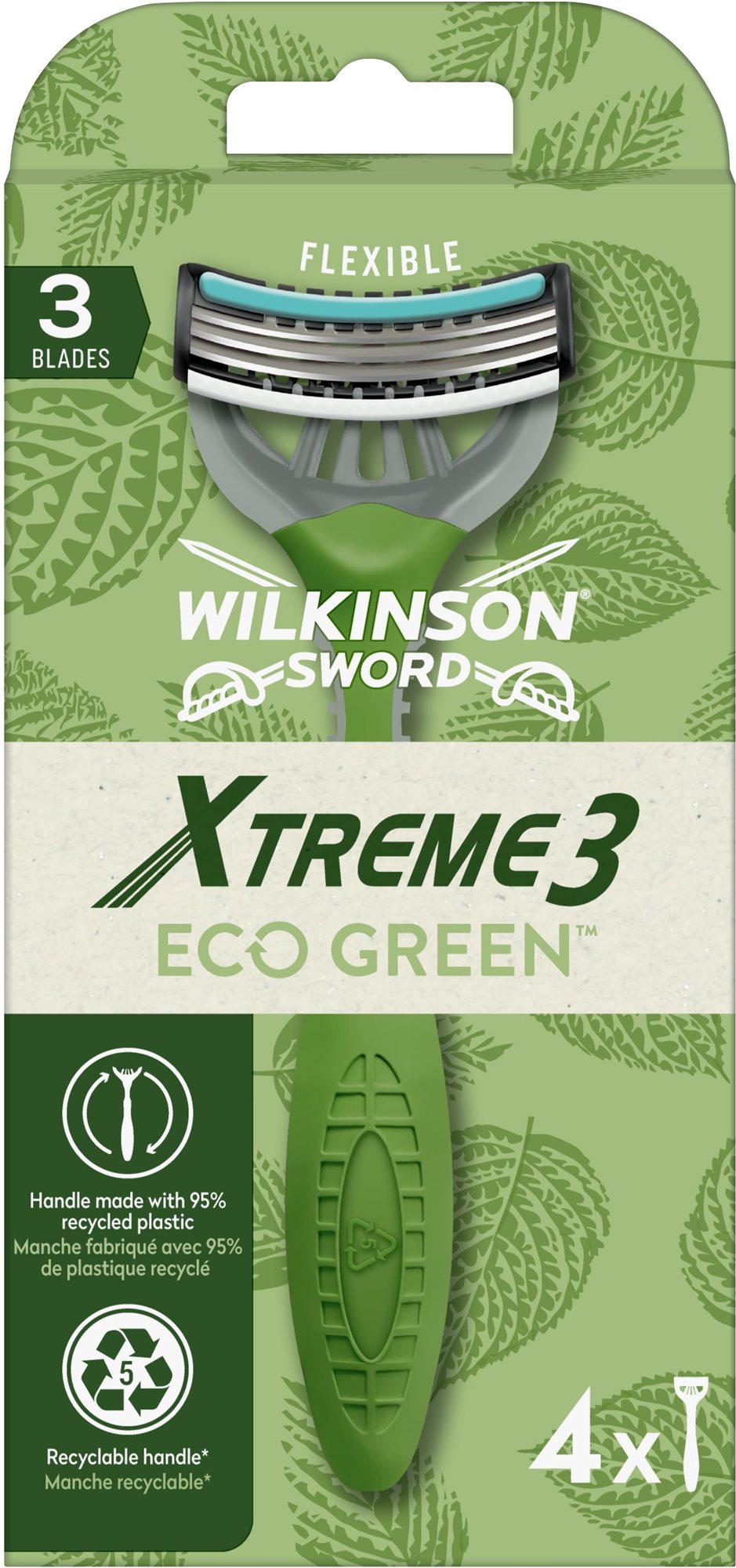 WILKINSON Xtreme3 ECO Green 4 ks Jednorazové holiace strojčeky