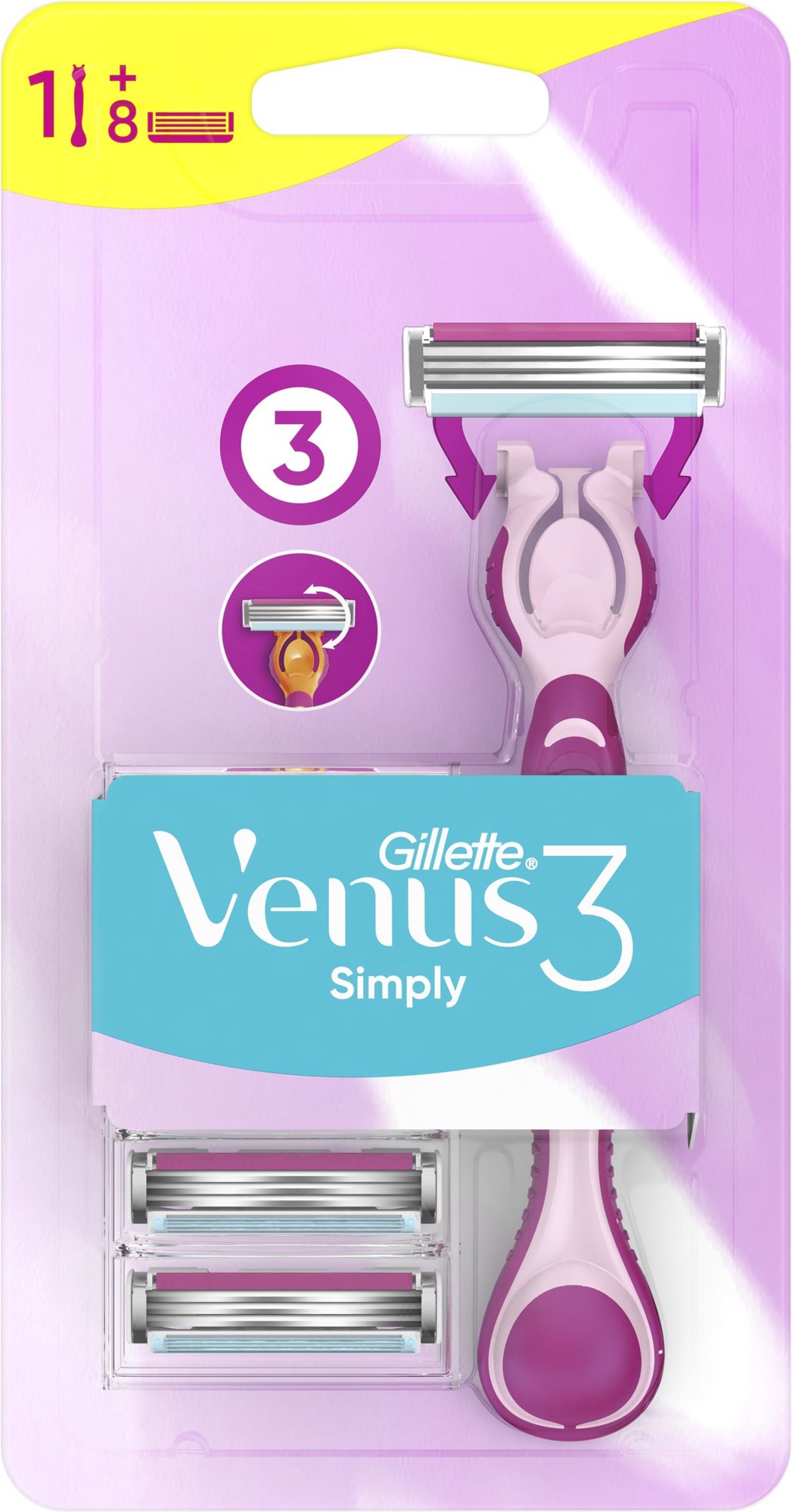 GILLETTE Simply Venus 3 + hlavice 8 ks Jednorazové dámske holiace...