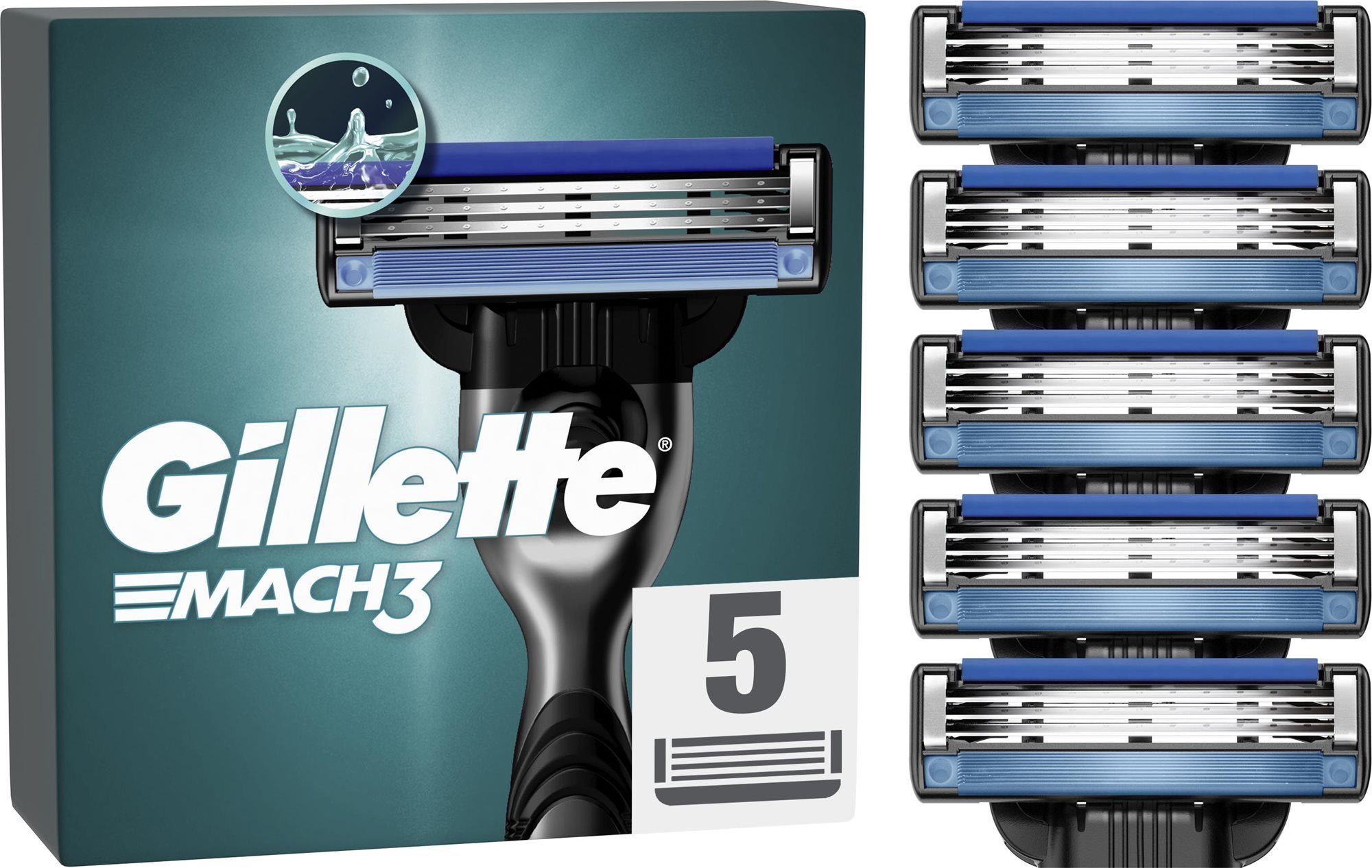 GILLETTE Mach3 Pánske náhradné holiace hlavice 5 ks Pánske náhradné...