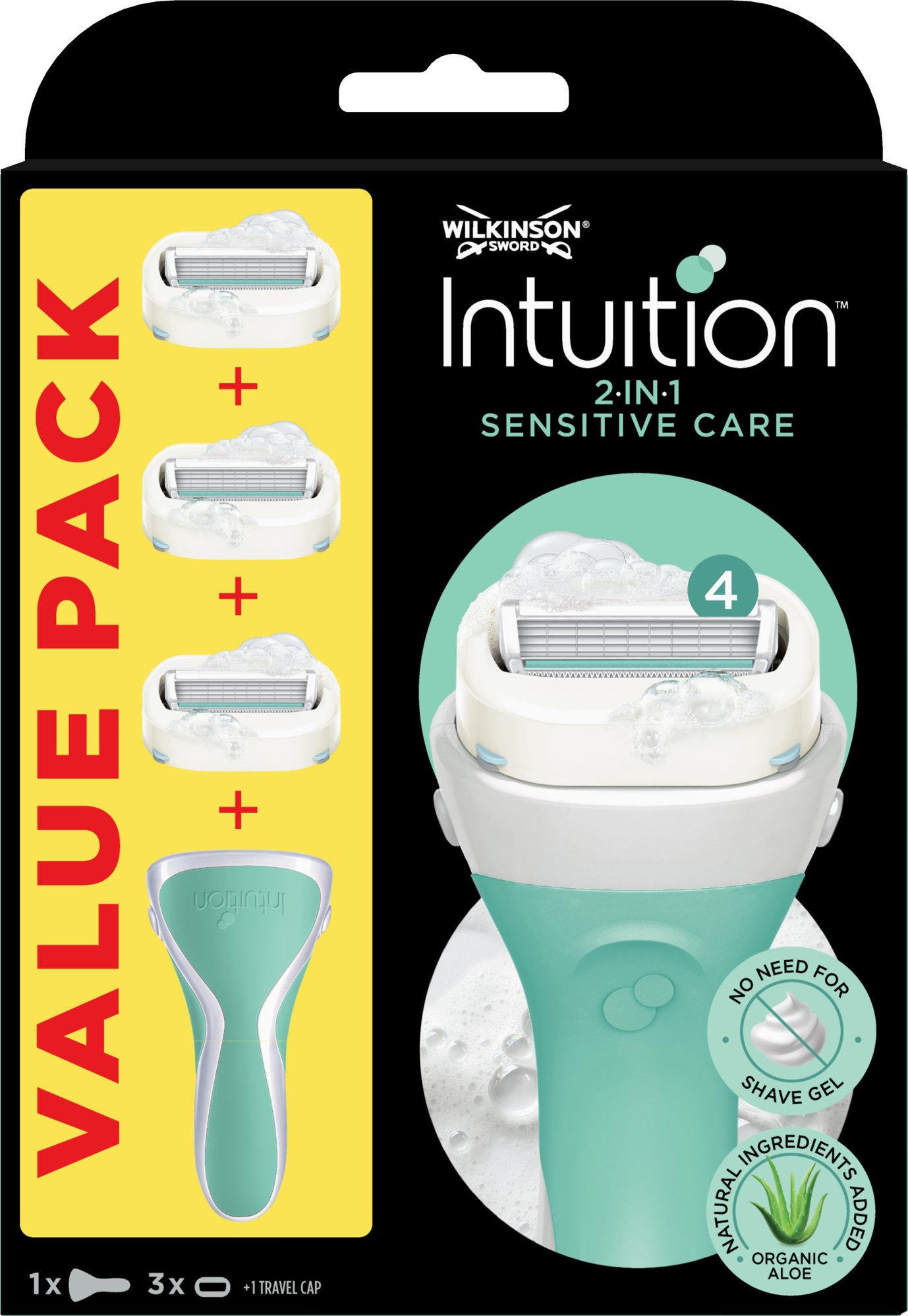 WILKINSON Intuition Naturals Sensitive holiaci strojček + 3...