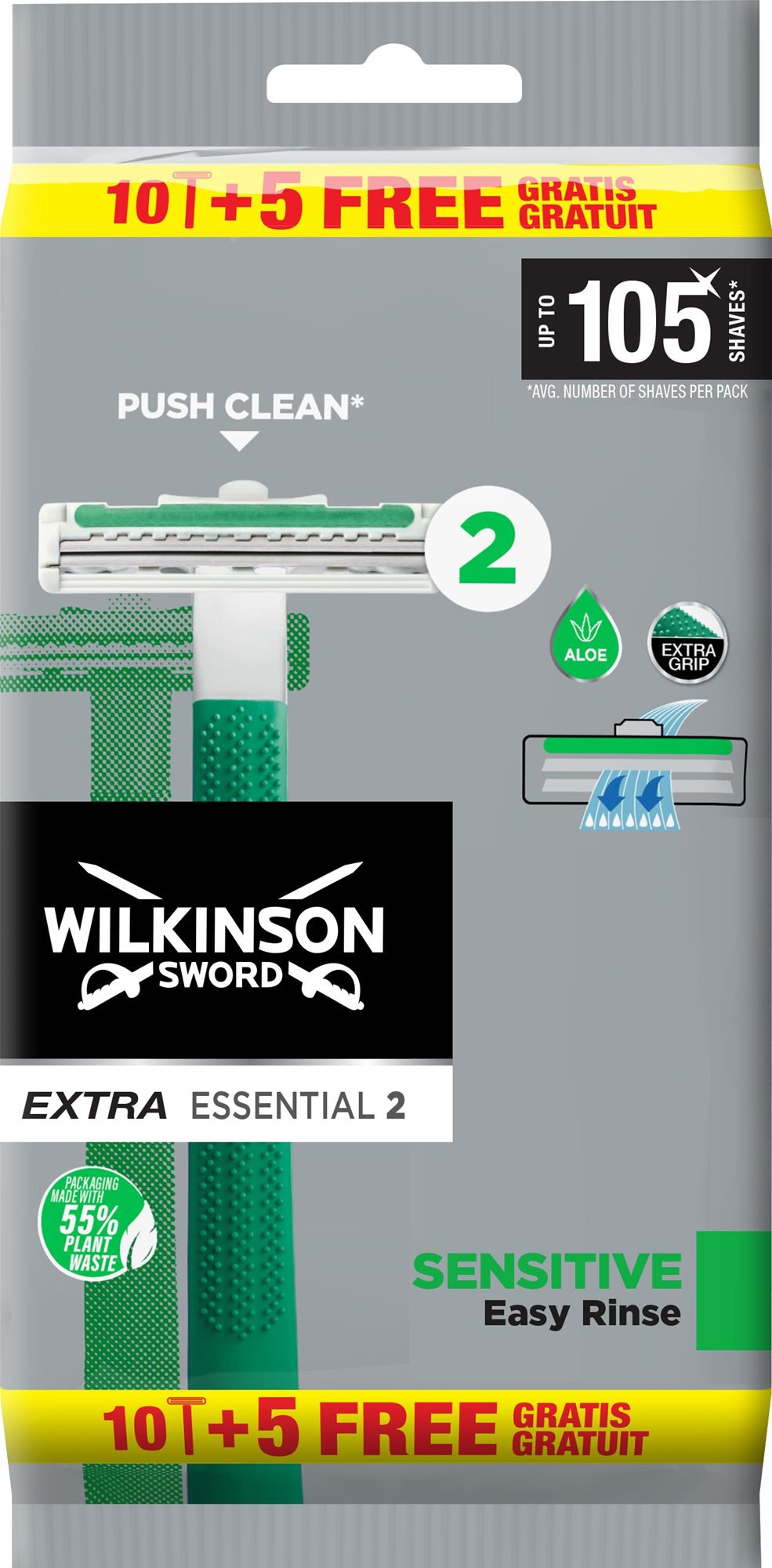 WILKINSON Extra Essential 2 Sensitive 10+5 zadarmo Holiaci strojček