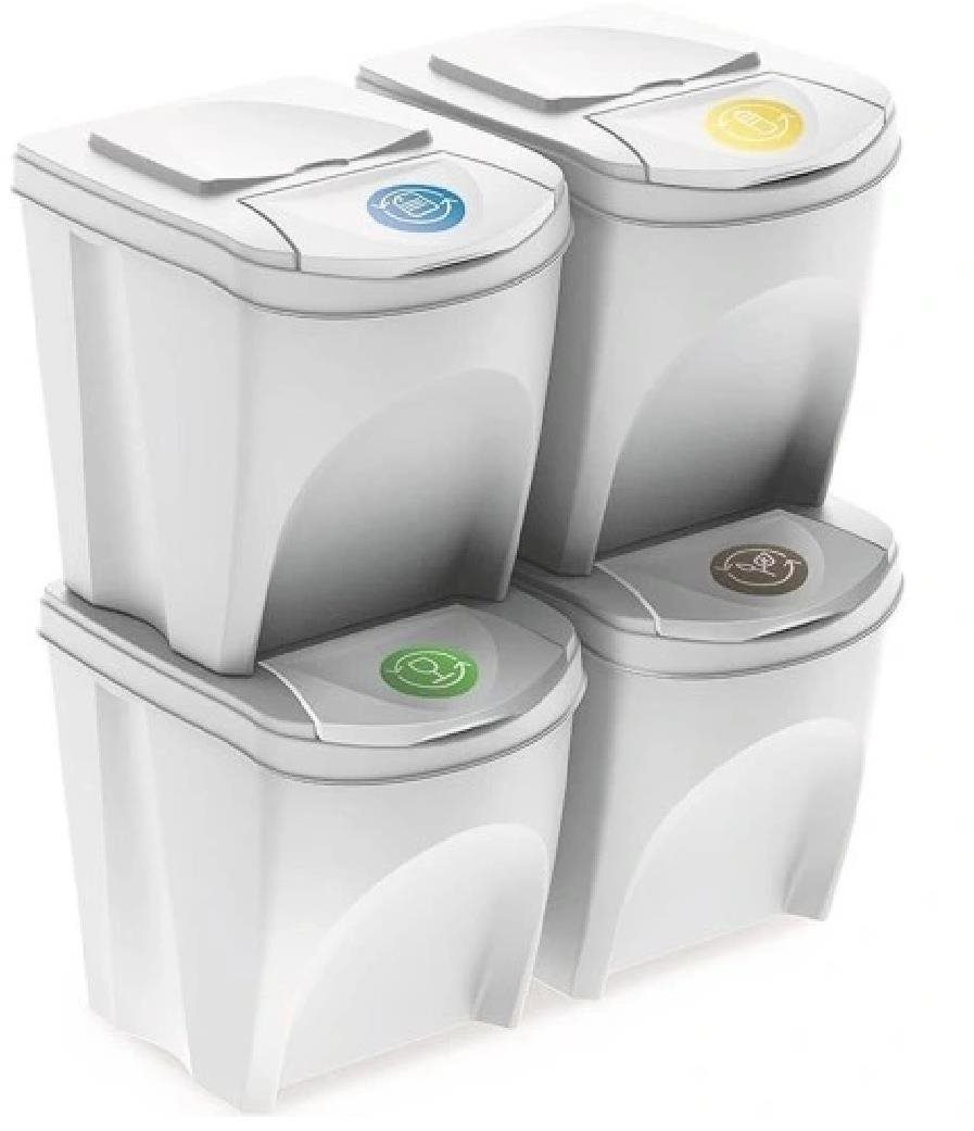 PROSPERPLAST Sortibox 4× 35 l popolavý Odpadkový kôš