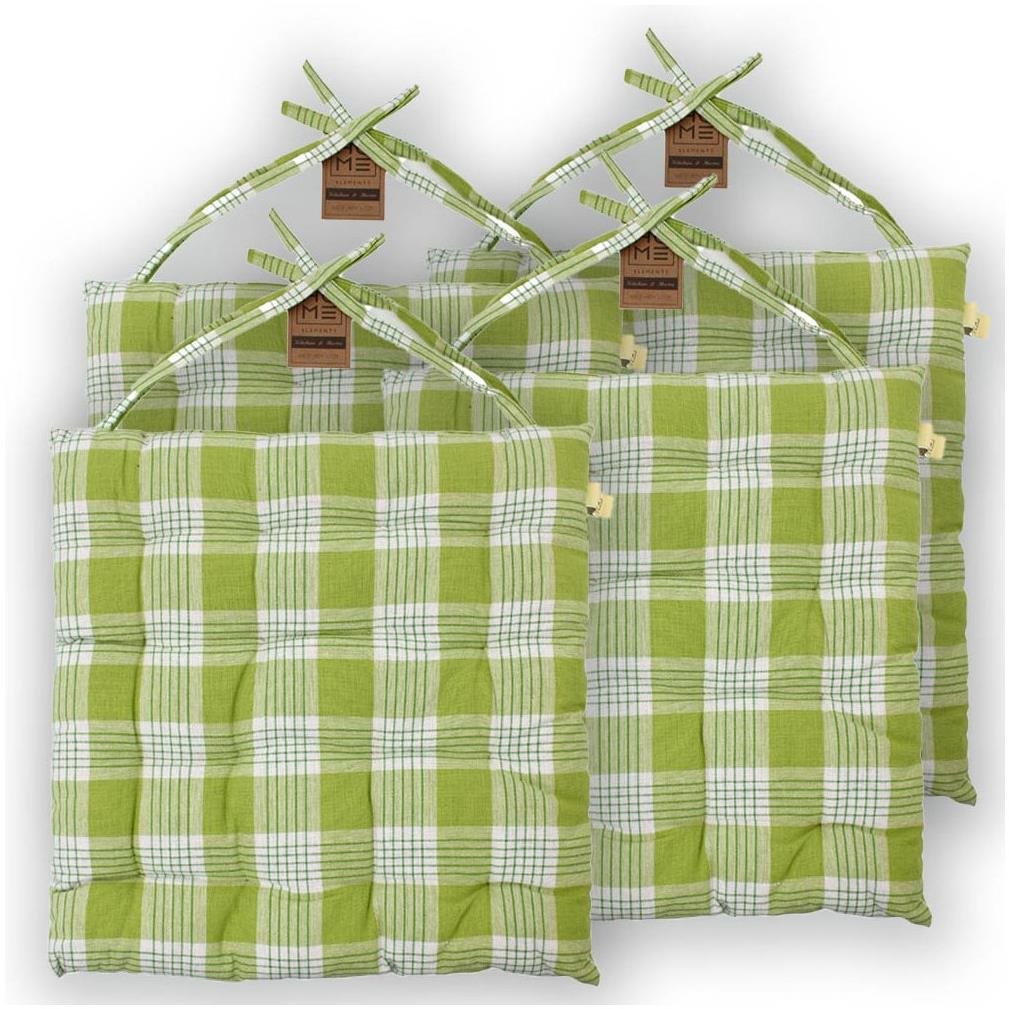 HOME ELEMENTS prešívaný 40 × 40 cm, bielo-zelené káro, súprava 4 ks...