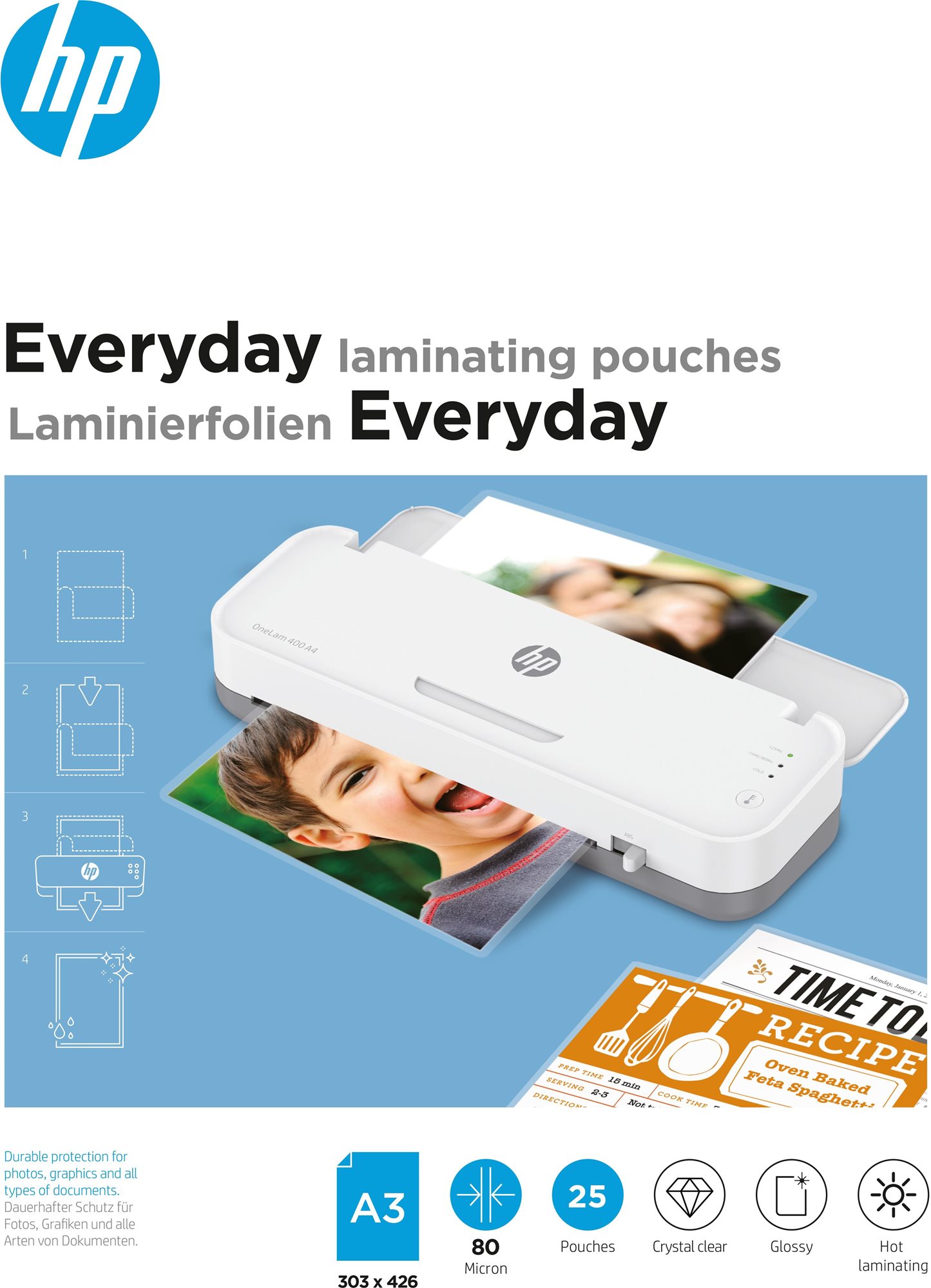 HP Everyday A3 80 Micron, 25 db Lamináló fólia