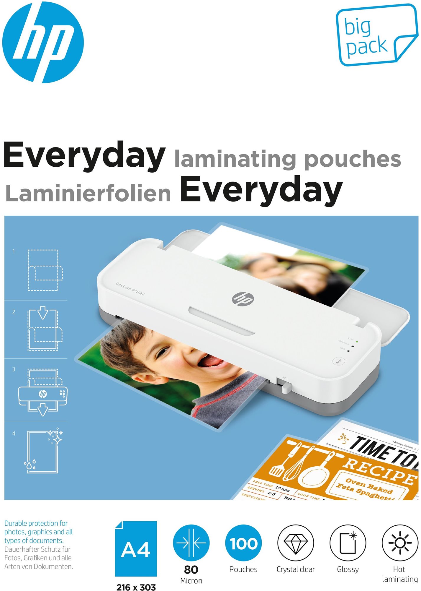 HP Everyday A4 80 Micron Big Pack, 100 db Lamináló fólia