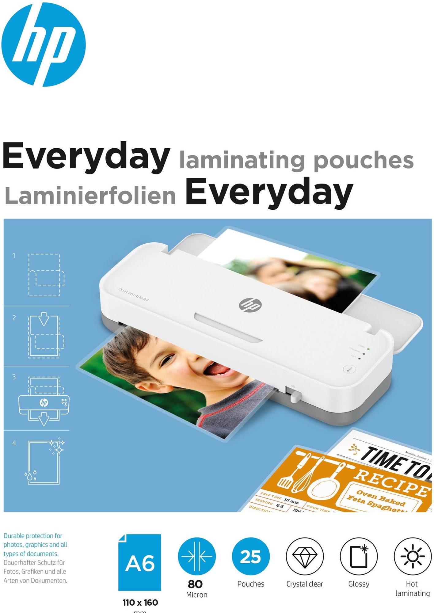 HP Everyday A6 80 Micron, 25 db Lamináló fólia