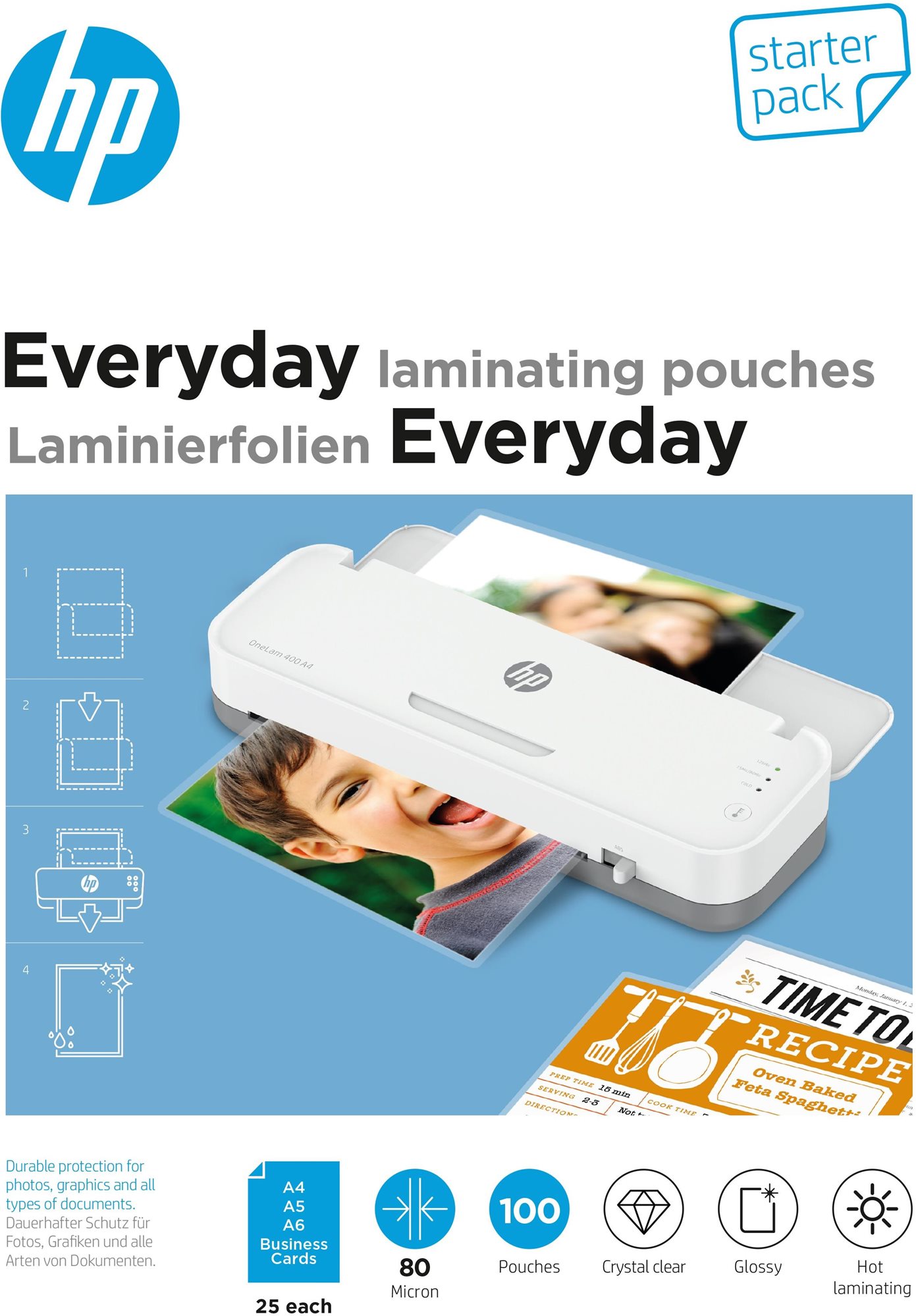 HP Everyday Starter Set 80 Micron, 100 db Lamináló fólia