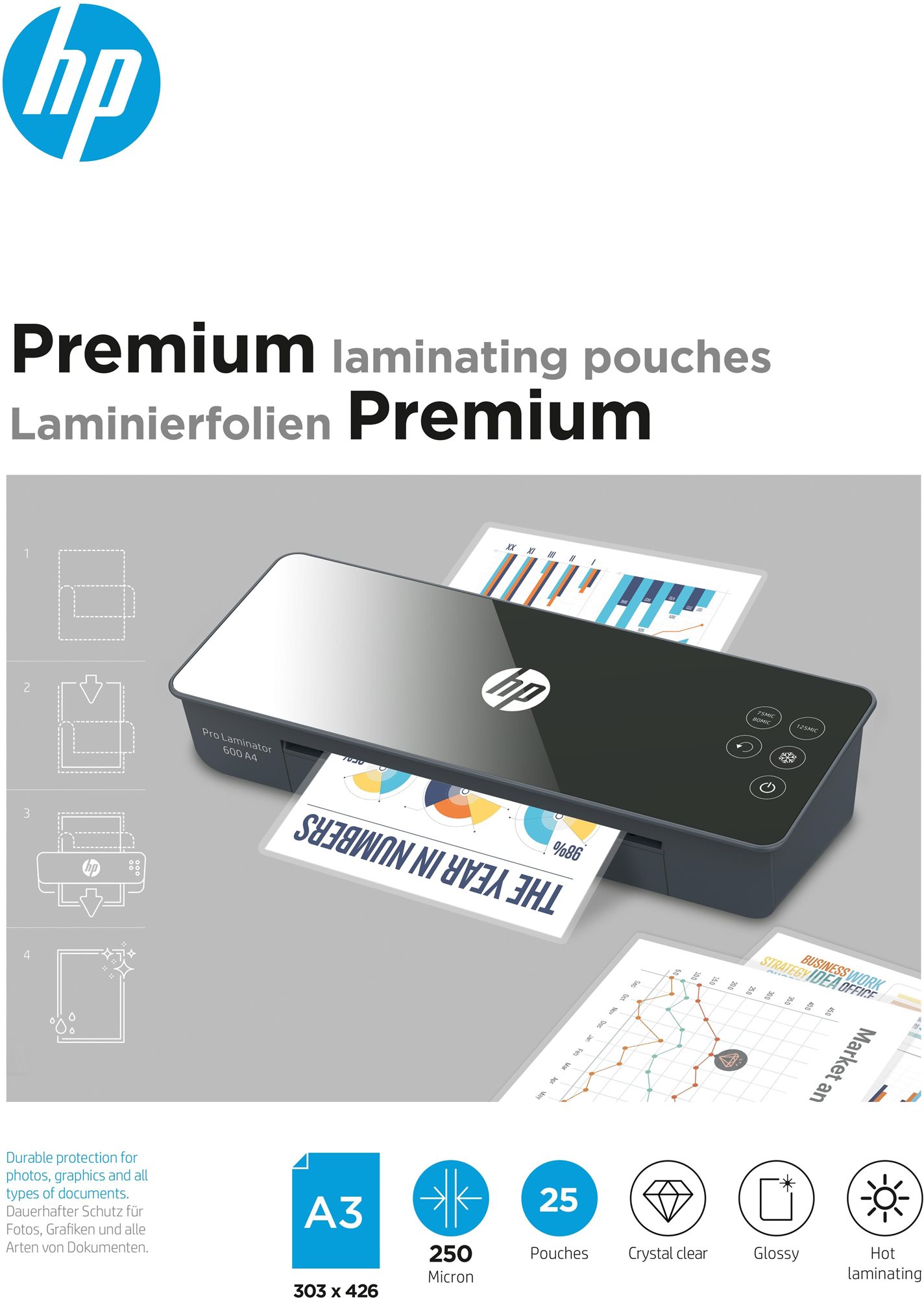 HP Premium A3 250 Micron - 25db Lamináló fólia
